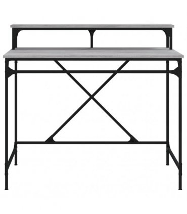 vidaXL Desk Grey Sonoma 100x50x90 cm Engineered Wood and Iron — Size: 100 x 50 x 90 cm