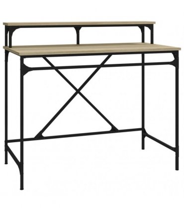 vidaXL Desk Sonoma Oak 100x50x90 cm Engineered Wood and Iron — Size: 100 x 50 x 90 cm