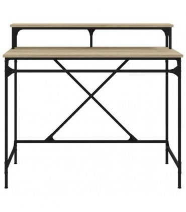 vidaXL Desk Sonoma Oak 100x50x90 cm Engineered Wood and Iron — Size: 100 x 50 x 90 cm