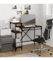 vidaXL Desk with Shelves Smoked Oak 105x50x90 cm Engineered Wood&Iron — Size: 105 x 50 x 90 cm