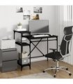 vidaXL Desk with Shelves Black 105x50x90 cm Engineered Wood&Iron — Size: 105 x 50 x 90 cm