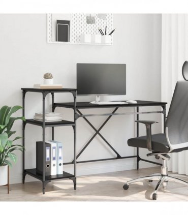 vidaXL Desk Black Oak 135 x 50 x 90 cm Engineered Wood