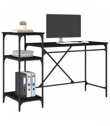 vidaXL Desk Black Oak 135 x 50 x 90 cm Engineered Wood