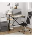 vidaXL Desk with Shelves Sonoma Oak 105x50x90 cm Engineered Wood&Iron — Size: 105 x 50 x 90 cm