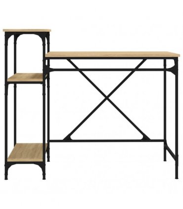 vidaXL Desk with Shelves Sonoma Oak 105x50x90 cm Engineered Wood&Iron — Size: 105 x 50 x 90 cm