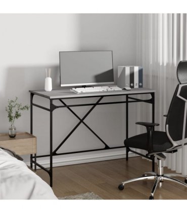 vidaXL Desk Grey Sonoma 100x50x75 cm Engineered Wood and Iron