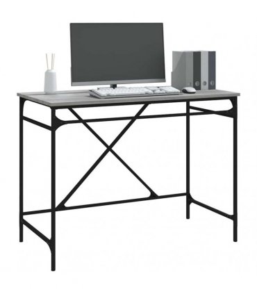 vidaXL Desk Grey Sonoma 100x50x75 cm Engineered Wood and Iron