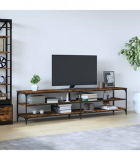vidaXL TV Cabinet Smoked Oak 200x30x50 cm Engineered Wood and Metal