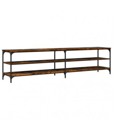 vidaXL TV Cabinet Smoked Oak 200x30x50 cm Engineered Wood and Metal