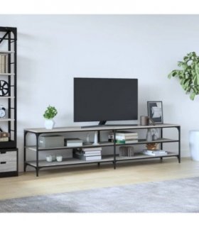 vidaXL TV Cabinet Grey Sonoma 200x30x50 cm Engineered Wood and Metal