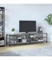 vidaXL TV Cabinet Grey Sonoma 200x30x50 cm Engineered Wood and Metal