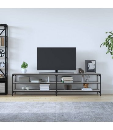 vidaXL TV Cabinet Grey Sonoma 200x30x50 cm Engineered Wood and Metal