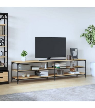 vidaXL TV Cabinet Sonoma Oak 200x30x50 cm Engineered Wood and Metal