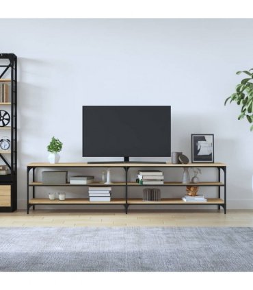 vidaXL TV Cabinet Sonoma Oak 200x30x50 cm Engineered Wood and Metal