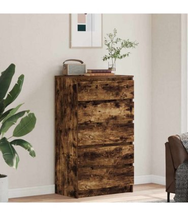 vidaXL Drawer Cabinet Smoked Oak 60x36x103 cm Engineered Wood