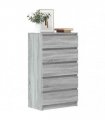 vidaXL Drawer Cabinet Grey Sonoma 60x36x103 cm Engineered Wood