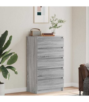 vidaXL Drawer Cabinet Grey Sonoma 60x36x103 cm Engineered Wood