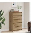 vidaXL Drawer Cabinet Artisan Oak 60x36x103 cm Engineered Wood
