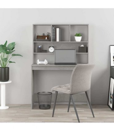 vidaXL Desk with Shelves Concrete Grey 102x45x148 cm Engineered Wood