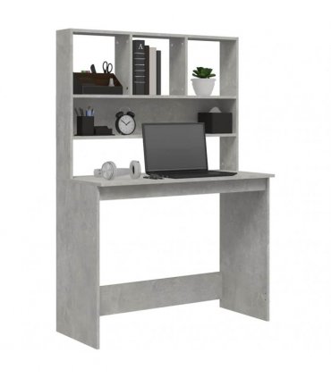 vidaXL Desk with Shelves Concrete Grey 102x45x148 cm Engineered Wood