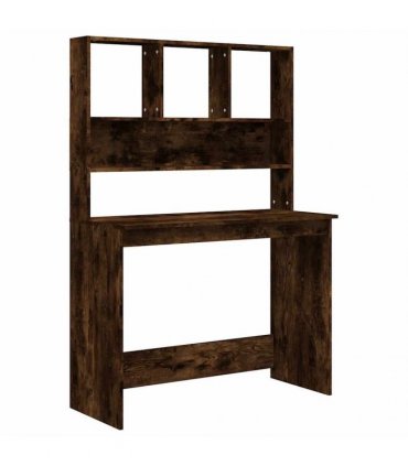 vidaXL Desk with Shelves Smoked Oak 102x45x148 cm Engineered Wood