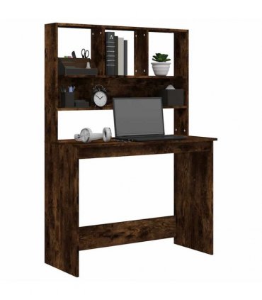 vidaXL Desk with Shelves Smoked Oak 102x45x148 cm Engineered Wood