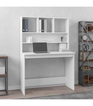 vidaXL Desk with Shelves White 102x45x148 cm Engineered Wood