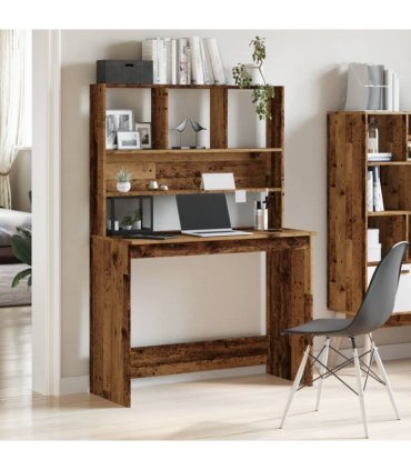 vidaXL Desk with Shelves Old Wood 102x45x148 cm Engineered Wood