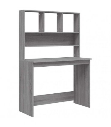 vidaXL Desk with Shelves Grey Sonoma 102x45x148 cm Engineered Wood