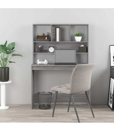 vidaXL Desk with Shelves Grey Sonoma 102x45x148 cm Engineered Wood