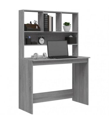 vidaXL Desk with Shelves Grey Sonoma 102x45x148 cm Engineered Wood