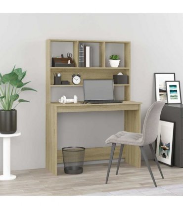 vidaXL Desk with Shelves Sonoma Oak 102x45x148 cm Engineered Wood