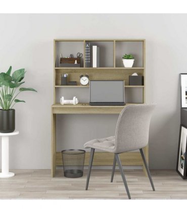 vidaXL Desk with Shelves Sonoma Oak 102x45x148 cm Engineered Wood