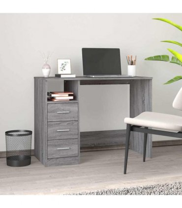 vidaXL Desk with Drawers Grey Sonoma 102x50x76 cm Engineered Wood