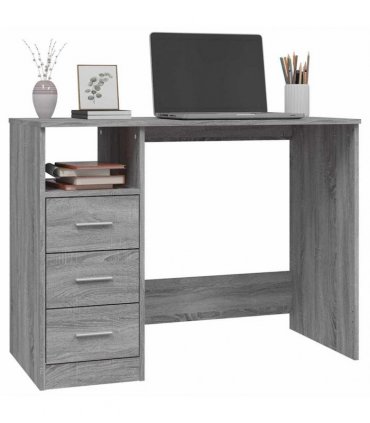 vidaXL Desk with Drawers Grey Sonoma 102x50x76 cm Engineered Wood