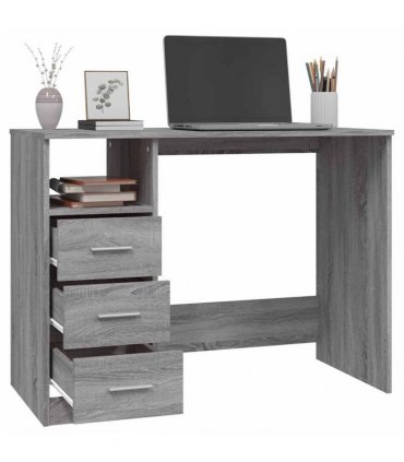 vidaXL Desk with Drawers Grey Sonoma 102x50x76 cm Engineered Wood