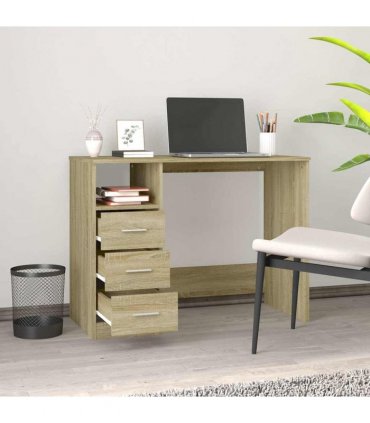 vidaXL Desk with Drawers Sonoma Oak 102x50x76 cm Engineered Wood