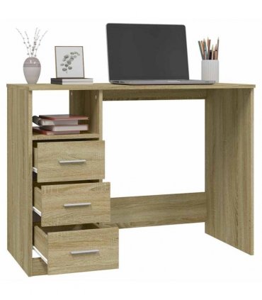 vidaXL Desk with Drawers Sonoma Oak 102x50x76 cm Engineered Wood