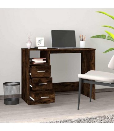 vidaXL Desk with Drawers Smoked Oak 102x50x76 cm Engineered Wood