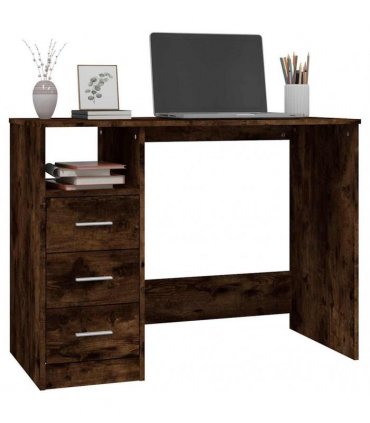 vidaXL Desk with Drawers Smoked Oak 102x50x76 cm Engineered Wood