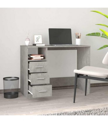 vidaXL Desk with Drawers Concrete Grey 102x50x76 cm Engineered Wood