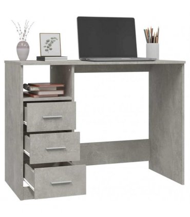vidaXL Desk with Drawers Concrete Grey 102x50x76 cm Engineered Wood