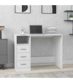 vidaXL Desk with Drawers White 102x50x76 cm Engineered Wood
