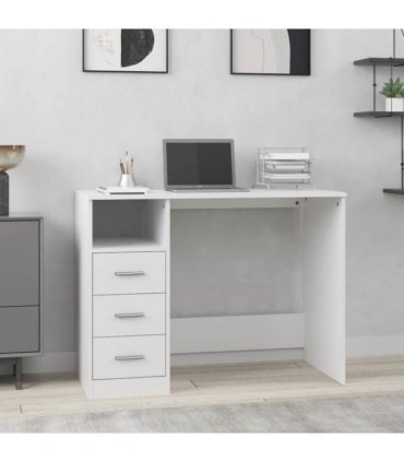 vidaXL Desk with Drawers White 102x50x76 cm Engineered Wood