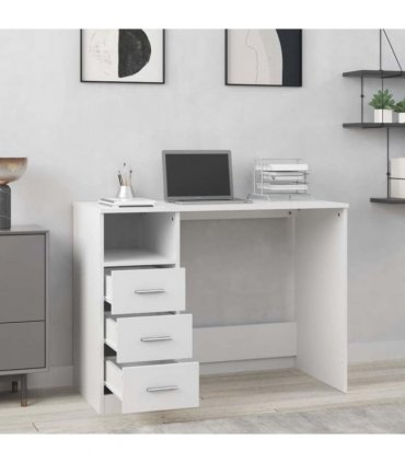 vidaXL Desk with Drawers White 102x50x76 cm Engineered Wood