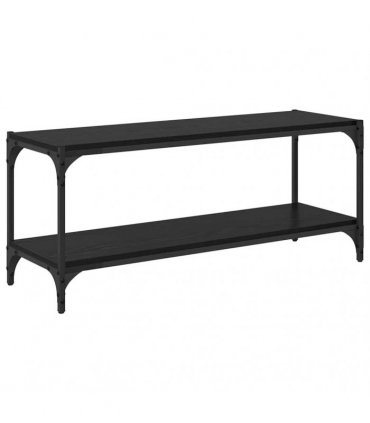 vidaXL TV Cabinet Black Oak 100 x 33 x 41 cm Engineered Wood and Iron