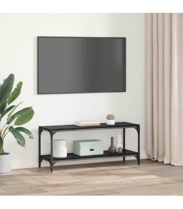 vidaXL TV Cabinet Black Oak 100 x 33 x 41 cm Engineered Wood and Iron