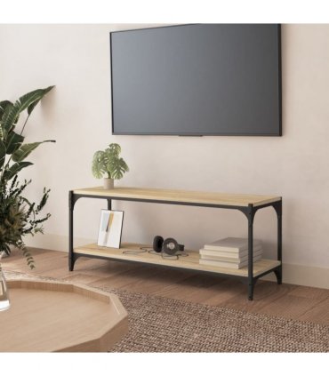 vidaXL TV Cabinet Sonoma Oak 100x33x41 cm Engineered Wood and Steel