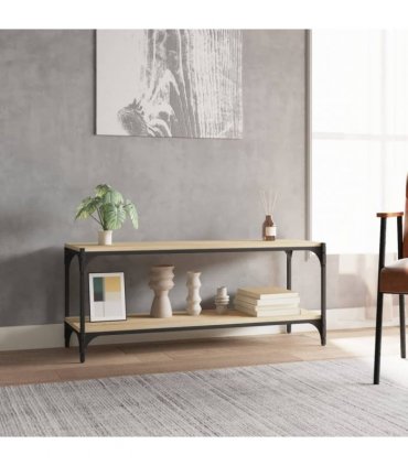 vidaXL TV Cabinet Sonoma Oak 100x33x41 cm Engineered Wood and Steel