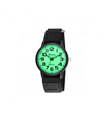 Ravel Mens Sports Bold Arabic Nite Glow Dial Velcro StrapWatch R1601.64.NG